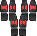 FH Group Full Set Trimmable Rubber Floor Mats, Monster Eyes (Red) - Universal Fit for Cars Trucks and SUVs (Pack of 3) by FHGroup