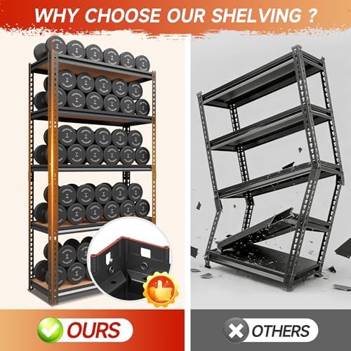 71.9" H Garage Shelves,Garage Storage Shelves Heavy Duty,Heavy Duty Garage Shelving,Adjustable 5 Tier Shelving for Garage Storage,Warehouse,71.9" Hx35.4 W x15.7 D - Image 6