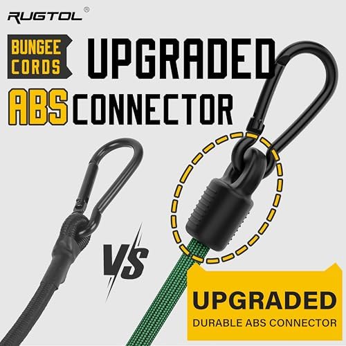 Bungee Cords with Hooks, 48 Inch Adjustable Green Bungee Cords with Carabiner Heavy Duty Outdoor, 8mm Thick Easy to Adjust Bungee Rope UV Resistant for Truck Bed, Bike Rack, Trash Can, Moving, 6 Pack - Image 4