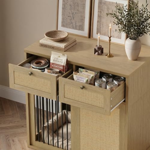 PureCozy Wooden Dog Crate Furniture, Left Unit, 40 Inch, Light Oak - Image 2