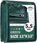 RAINDEWAY Green Tarp 12x12 Feet,5.5Mil Multipurpose Waterproof Tarps Cover by RAINDEWAY