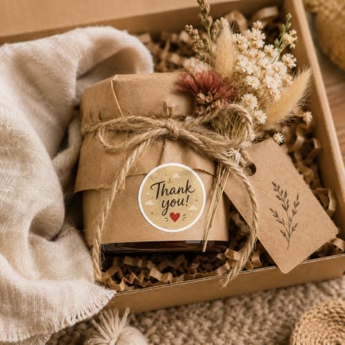 60pcs Kraft Thank You Stickers, Rustic Packaging Labels for Small Business Orders, Handmade Product Seal Stickers, Round Brown Eco Friendly Thank You Tags 2 Inch - Image 3