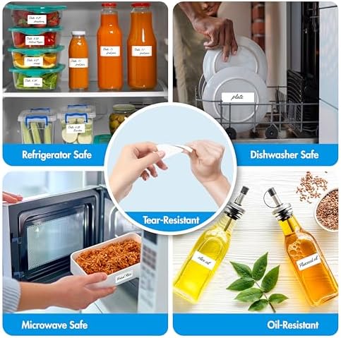 1000 Removable Food Labels, Water/Oil/Tear Resistant Blank Stickers with Perforation Line for Food Containers, Freezer, Fridge, Jars, Pantry, Organization (1” x 2”) - Image 5
