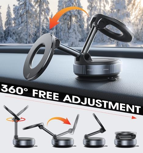 REOKILY 2027 Upgraded Suction Cup Phone Mount Nano Gel 360° Vacuum Magnetic Car Phone Holders for Your Car 110LBS Reinforced Mount for MagSafe Gym/Mirror for iPhone & Android - Image 7