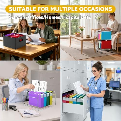 Extra Capacity Hanging File Folders Letter Size,12 Pack Plastic Heavy Duty Hang Folder for File Box Frame,2" Expandable File Cabinet Folders with Tabs,Colored Office Hanging File Organizer - Image 6