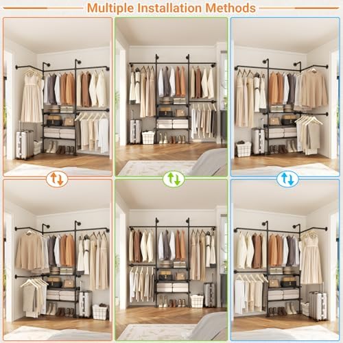 Cyclysio 7.25FT Wall Mounted Industrial Pipe Clothing Rack - Image 5