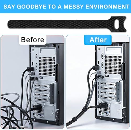100pcs Reusable Cable Ties - Hook and Loop Straps for Cable Management - Adjustable Cord Organizer & Wire Ties for Electronics, Home, Office & Desk - 4 Sizes (8/6/5/4 Inch) - Image 4