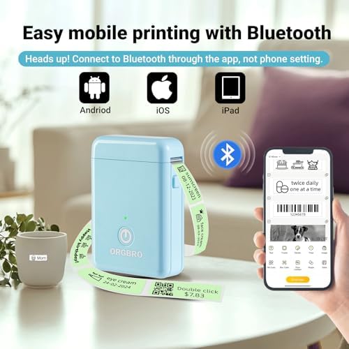 ORGBRO Label Maker Machine with Tape, X1 Bluetooth Mini Label Printer - Image 3