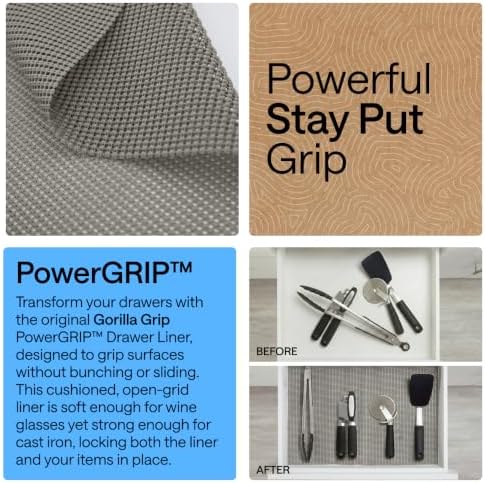 GORILLA GRIP powerGRIP Drawer Shelf and Cabinet Liner, 20"x20', Gray - Image 3