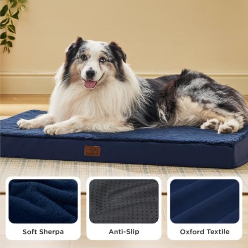 Bedsure XL Dog Bed for Crate, Pet Bed with Washable Cover, 41x29 Inch Navy - Image 4