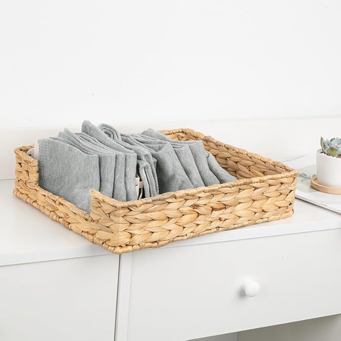 Water Hyacinth Letter Tray, Woven Desk Tray, Wicker Desktop Basket Organizer - Image 9