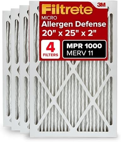 Filtrete 20x25x2 Air Filter, MERV 11, MPR 1000, 4 HVAC Filters by Filtrete
