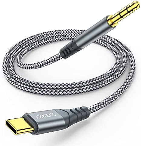JXMOX USB C to 3.5mm Audio Aux Jack Cable (4ft), Type C to 3.5mm Headphone Car Stereo Cord Compatible with iPhone 17 16 15 Pro Max Air, Samsung Galaxy S25 S24 S23 S22 S21 Note 20, Pixel 9 8, iPad Pro by JXMOX