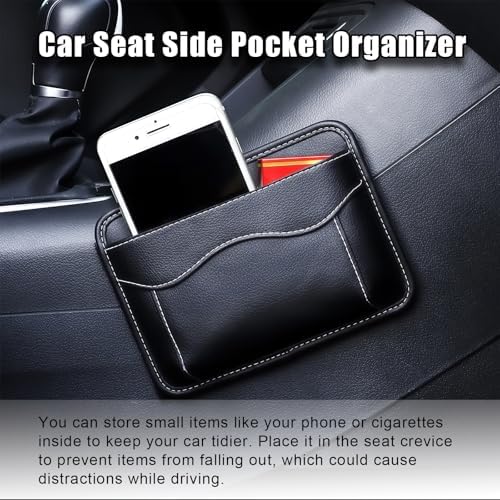 Car Seat Side Pocket Organizer, Small Car Storage Bag, Black - Image 3