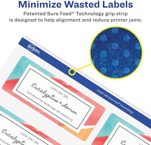Avery Address Labels, Sure Feed and Easy Peel Technology, Glossy White Labels, 1" x 2-5/8", Permanent Adhesive, Laser/Inkjet, 300 Total (6525) (Pack of 5) - Image 4