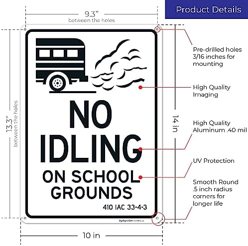 No Idling On School Grounds 410 IAC 33-4-2 Sign, - Image 3
