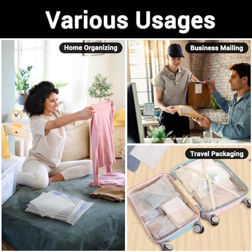 Packaging Bags, 5 Sizes 12x16" 10x13" 8x10" 12x8" 10x7" Pack of 50, 3 Mil Thick Plastic Shipping Bags for Business Clothing Packing Craft & Hobby Storage, Frosted, with Vent Hole - Image 6