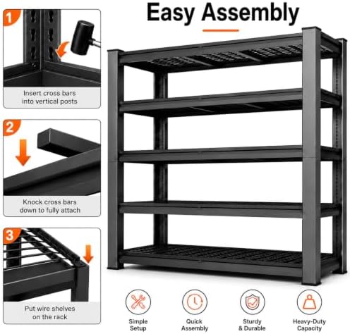 Tote Storage Rack, Garage Shelving Heavy-Duty Storage Bin Rack, 4-Tier Storage Shelves, Commerical Rack for Garage, Warehouse, Basement, 2 Pcs - Image 6