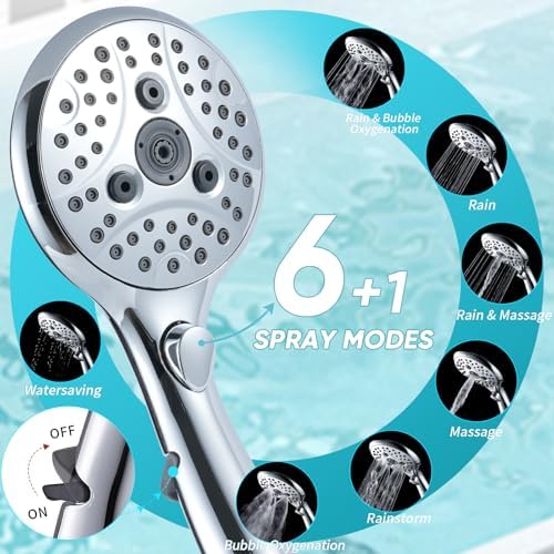 10'' Dual 20 Stage Filtered Shower Head with Handheld, 6 Spray Settings Handheld Shower Head High Pressure Rainfall Filter Combo with 12'' Adjustable Extension Arm, 71'' Shower Hose (Chrome Polished) - Image 4
