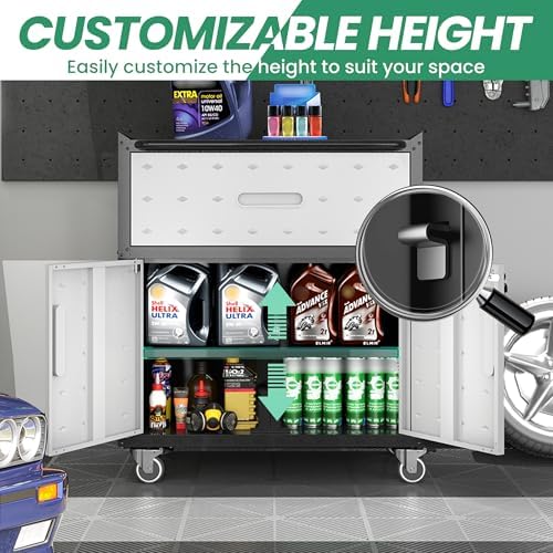 Garage Cabinet System | Heavy Duty Steel All-in-One Modular Garage Cabinet Set for Ultimate Workshop Organization | Easy Assembly Garage Storage Cabinets & Tool Bench - Image 6