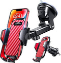 VANMASS Car Phone Holder Ultimate Military-Grade Strongest Suction & Clip Windshield Dash Best Strongest Cell Phone Automotive Dash Gauge Accents for iPhone 18 Pro Max 17 16 15 14 Red by VANMASS