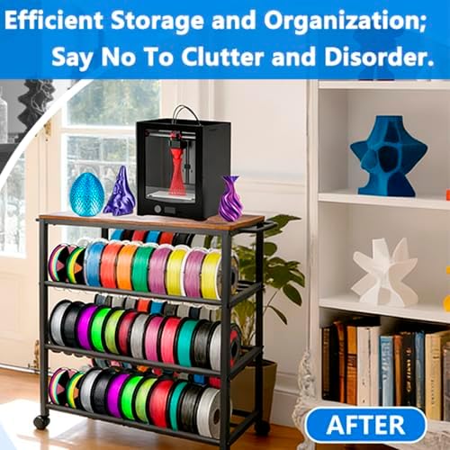 3D Printer Filament Storage 4-Tier 3D Printer Stand with Storage Printer Shelf with Wheels, Heavy Duty 3D Filaments Storage Shelf Printers Cart for Workshop, Studio, Garage - Image 4