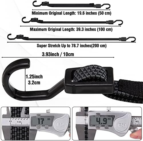 Bungee Cords with Hooks Heavy Duty, Flat Adjustable Bungee Cords with Hooks 40 Inch, Rubber Black Bungee Straps with Buckle Hooks for Outdoor, Camping, Tarps, Bike Rack, Tent, Truck, 4 Pack - Image 3