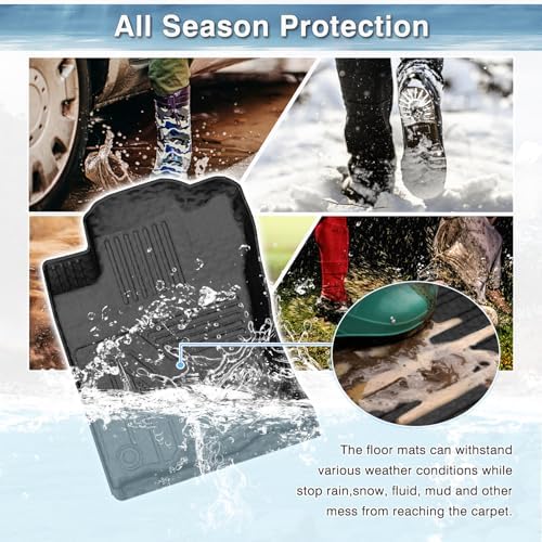 Mixsuper Floor Mats for 2013-2024 Toyota 4Runner, Custom Fit TPE All-Weather Floor Liners, Waterproof Anti-Slip Heavy Duty Mats, 1st and 2nd Row Accessories Set Black - Image 6