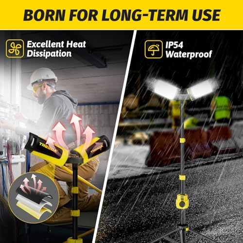 Tresda 12000LM Rechargeable LED Work Light with Telescoping Tripod Stand - Image 6