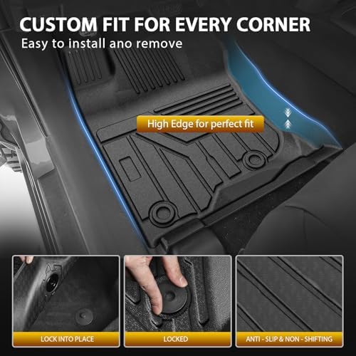 Powerty Floor Mat Cargo Liner for Toyota 4Runner 2010-2024 (Fit 7 Seats) All Weather 3D TPE Anti-Slip Car Protection, 1st & 2nd Row Set with Rear Cargo Mat Accessories - Image 4