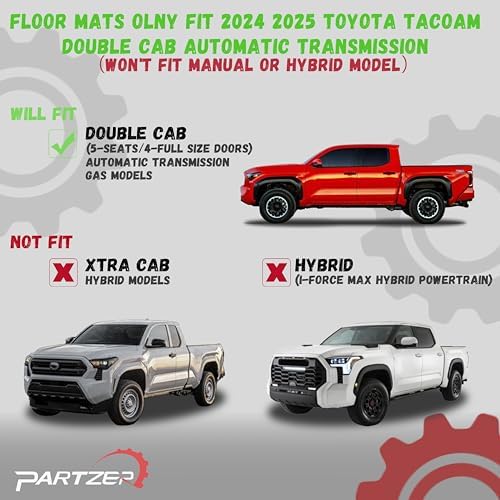 Floor Mats for Toyota Tacoma 2024 2025 2026 Double Cab Auto Trans (Not fit Hybrid), Custom Fit All-Weather TPE Floor Liners, Front & 2nd Row for Tacoma TRD/SR/SR5/limited Car Accessories - Image 6