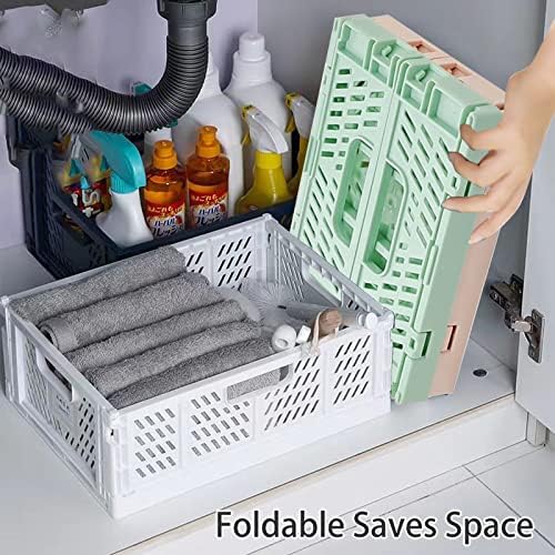 3 Pack Large Plastic Storage Basket for Shelf Organizing, Collapsible Crate Folding Storage Bin for Desk Organizier Stackable Containers for Home Kitchen Classroom Office Bathroom Storage(10x6.5x2.7") - Image 5