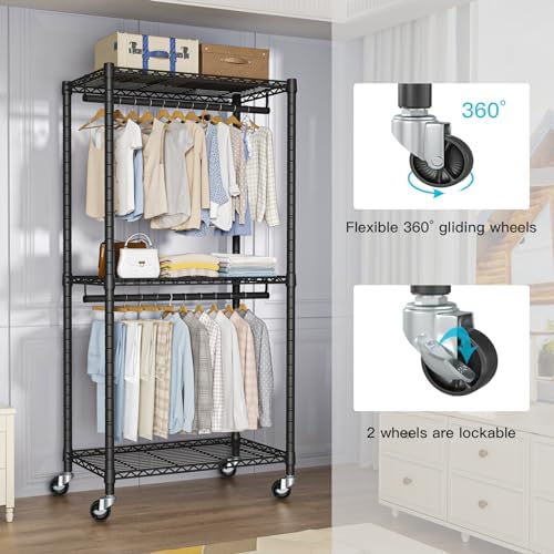 FUTASSI Heavy-Duty Portable Closet, 30"W x 14"D x 76"H, Black, Carbon Steel - Image 4