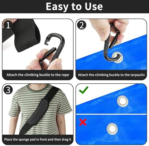 10.2 ft Heavy-Duty Leaf Tarp Pulling Strap with Padded Shoulder Support - Image 6
