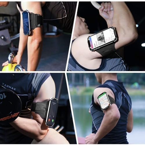 VUP Running Armband 360°Rotatable for iPhone 17/16/15/14/13/Pro Max/Pro/Mini/12/11/SE/Xs/XR/X/8/7/Plus, Fits All 4-6.7 Inch Smartphones, with Key Holder Phone Armband for Running Hiking Biking (Black) - Image 2