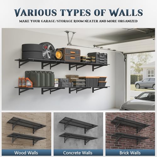 Jusgym 2 Pack Garage Wall Shelving, 1.5x4ft, 700LBS Integrated Wall Shelves - Image 5
