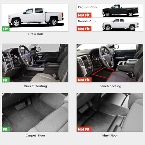 LASFIT Floor Mats for Chevrolet Chevy Silverado/GMC Sierra 1500 2014-2018 - Image 2