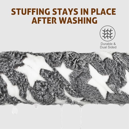 Mora Pets Dog Bed Crate Pad Ultra Soft Pet Bed with Cute Star Print Washable Crate Mat for Large Medium Small Dogs Reversible Fleece Dog Crate Kennel Mat Cat Bed Liner 22-Inch Grey - Image 3