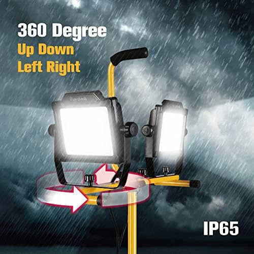 180W 20000 Lumen Dual-Head LED Work Light with Tripod Stand, 4 Brightness Adjustable, IP 65 Waterproof 10 Ft Power Cord - Image 6