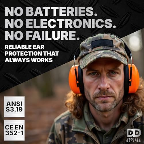 DECIBEL DEFENSE Ear Protection, 37 dB NRR Ear Muffs (HI-VIZ ORANGE) - Image 5
