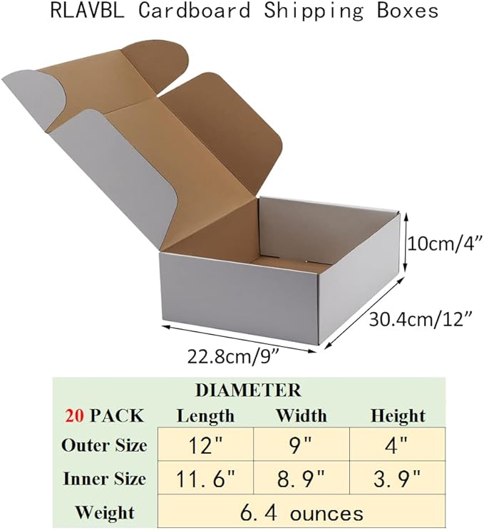 RLAVBL 12x9x4 Inches Shipping Boxes Set of 20, Mailer Boxes - Image 2