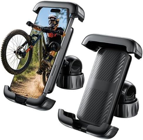 LISEN Bike Phone Holder, [Super Easy Install] Motorcycle Phone Mount Ebike Accessories Bicycle Handlebar Holder Mount Gifts for Adults Kids Men MountainMiniBikeScooter GearAccessories Black for 2 Pack by Lisen