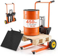 VEVOR Hydraulic Material Lift Winch Stacker, 450 lbs Load Capacity, 35.4'' Max Lifting Height, Pallet Truck Dolly with Fork Lift Table, Foldable & Portable Pallet Jack Table Cart, Orange & Black by VEVOR