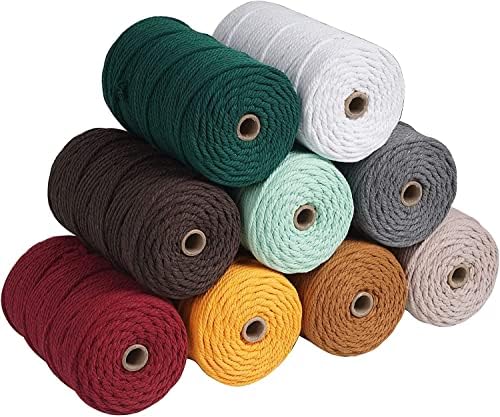 NOANTA Khaki Macrame Cord 4mm x 109yards, Colored Cotton Rope Macrame Yarn - Image 3