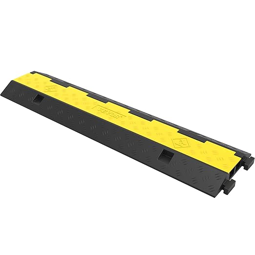 VEVOR Cable Protector Ramp, 4 Packs 2 Channels Rubber Modular Speed Bumps Rated - Image 9