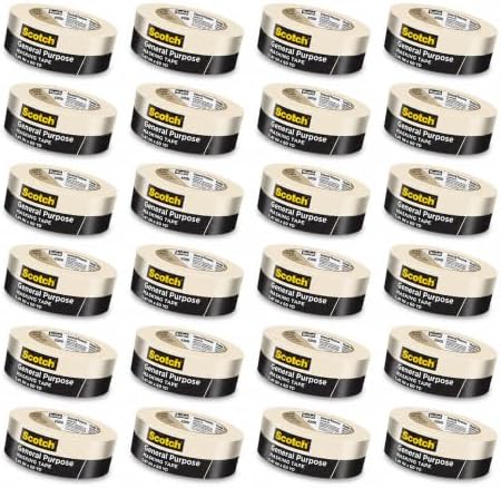 Scotch 3M General Purpose Masking Tape, Tan, 1.41 in x 60.1 yd, 24 Rolls by ScotchBrand