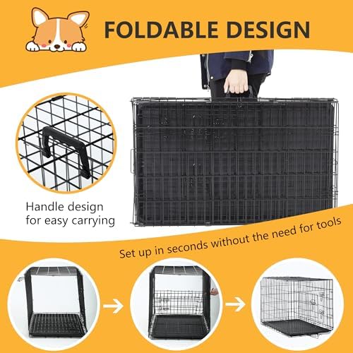 FDW | 36" Foldable Metal Dog Crate | Black | Cage for Medium Dogs - Image 6