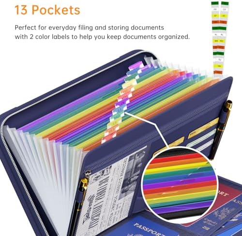Tamfile Accordion File Organizer, Fireproof Expanding File Folder, Blue - Image 3