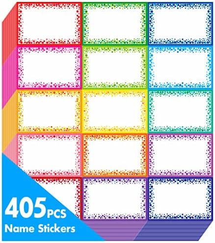405pcs Name tag Labels, Colorful Name Badge with Permanent Adhesive Writable Name Tag Stickers for School Office Home (Each Measures 3" x 2") by Stickyourhappymoment