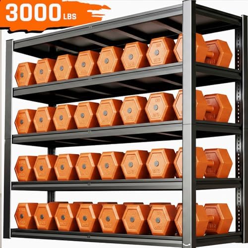 5 Tier Storage Shelves, 65" W Garage Shelving Heavy Duty Metal Adjustable Garage Shelves, Shelving Units Industrial Shelving for Warehouse, 65" W x 20" D x 84" H,Black - Image 6